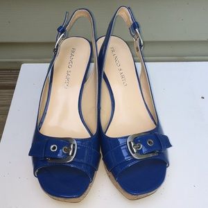 Franco Sarto electric blue wedge sandals